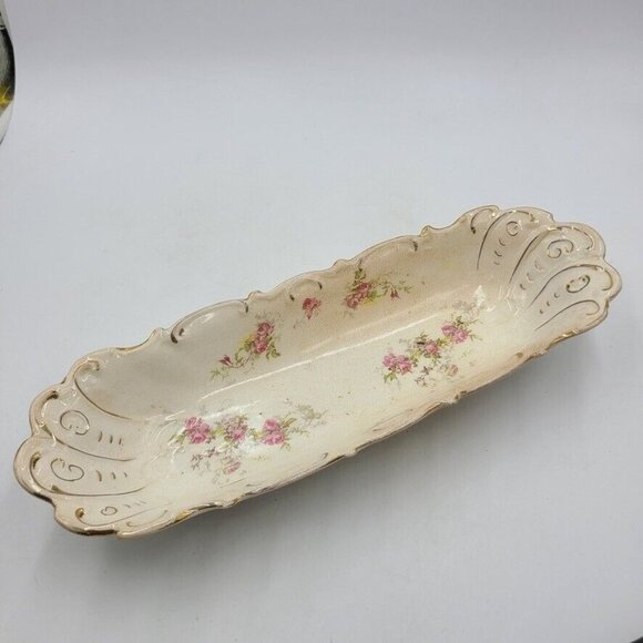 Vintage Celery Dish La Belle China Floral Pattern Ceramic Decorative Fancy Party - Picture 7 of 7